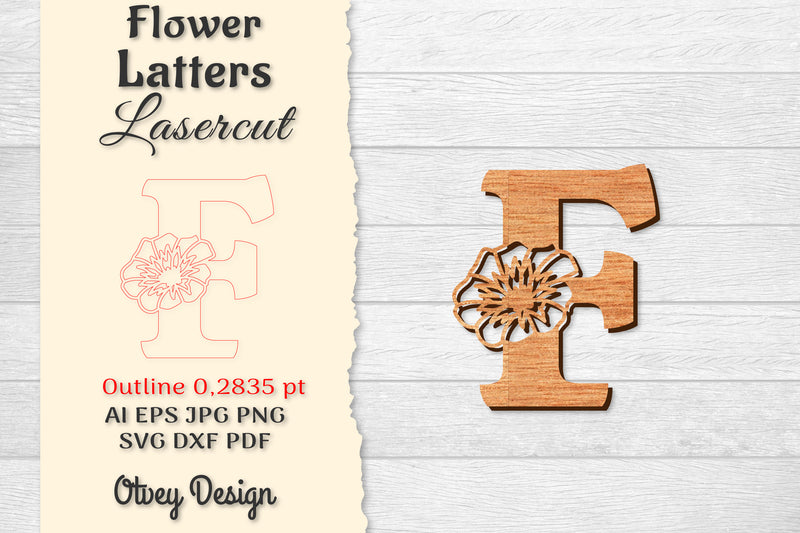 Flower Letters Laser Cut File SVG Bundle 7 - CraftNest - Digital Crafting and Art