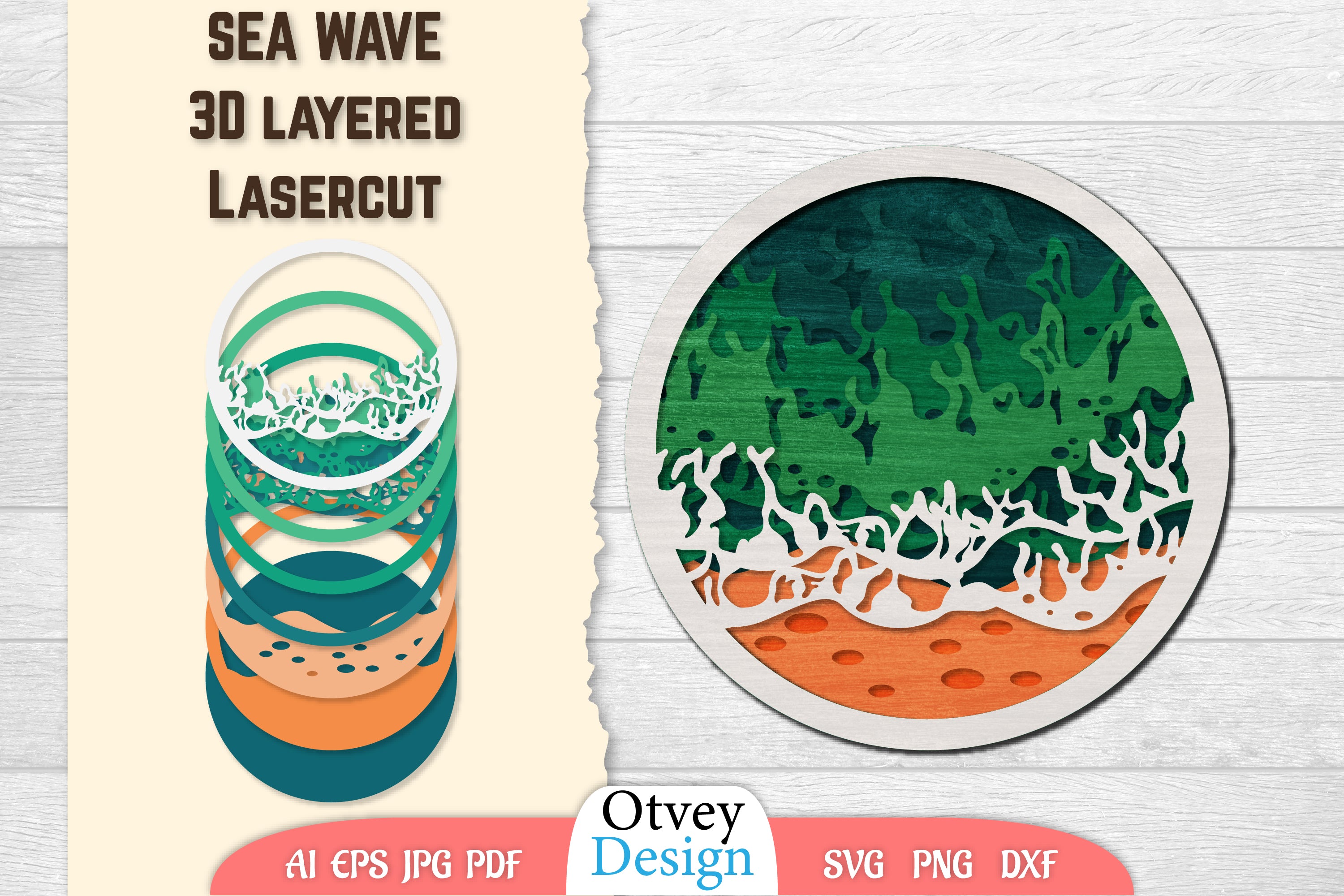 Sea Wave 3D Layered Lasercut SVG Bundle 6 - CraftNest - Digital Crafting and Art