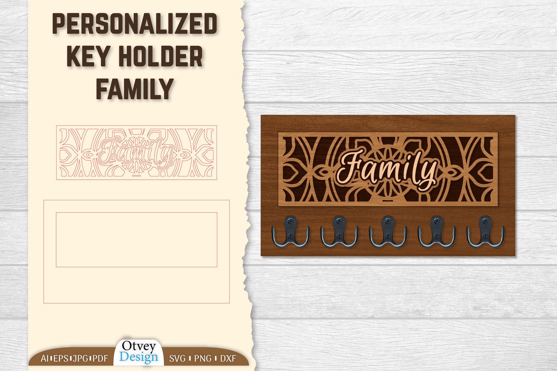 Personalized Key Holder Lasercut SVG Bundle 5 - CraftNest - Digital Crafting and Art