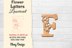 5 Flower Letters Laser Cut SVG Bundle 91 - CraftNest - Digital Crafting and Art