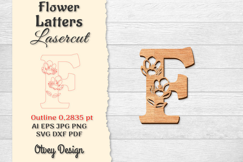 5 Flower Letters Laser Cut SVG Bundle 91 - CraftNest - Digital Crafting and Art