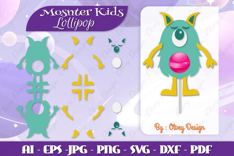 Monster Kids Lollipop Holders SVG Bundle 6 - CraftNest - Digital Crafting and Art