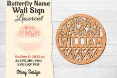 Butterfly Name Wall Art Sign SVG Bundle 6 - CraftNest - Digital Crafting and Art