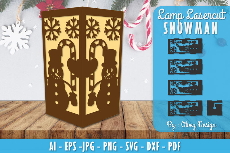 Snowman Lamp Lasercut SVG Bundle 7 - CraftNest - Digital Crafting and Art