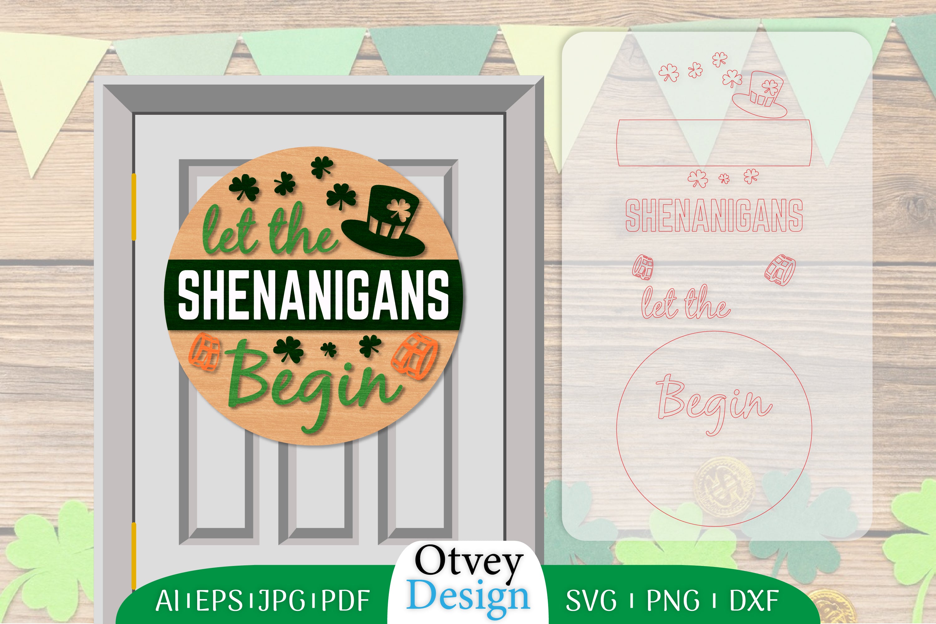 St. Patrick's Day Door Hanger Lasercut SVG Bundle 4 - CraftNest - Digital Crafting and Art
