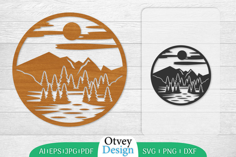 Sunset Mountain Lasercut Wall Decor SVG Bundle 9 - CraftNest - Digital Crafting and Art