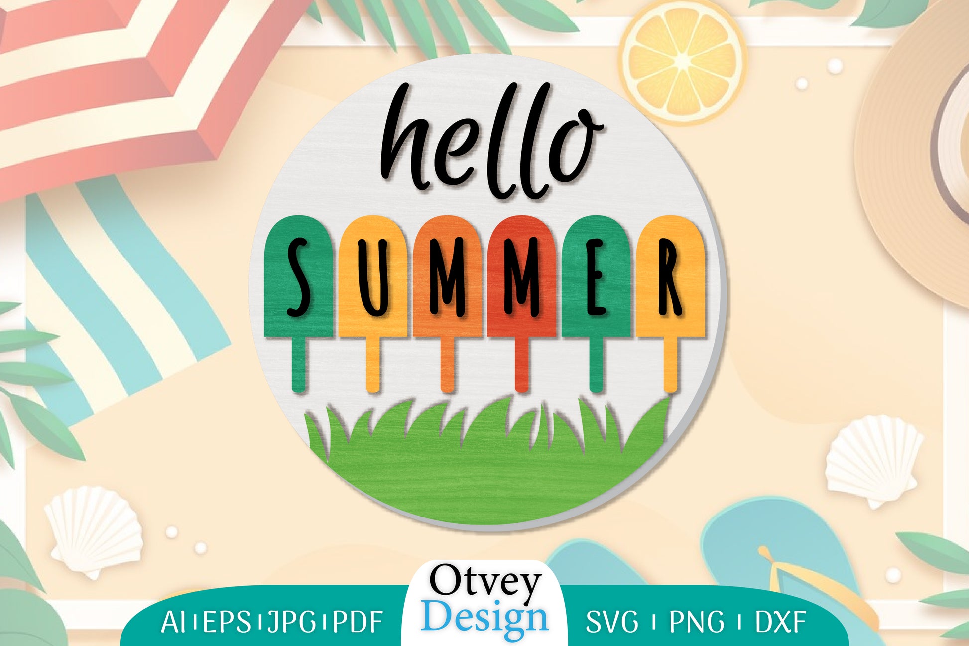 Summer Round Door Hanger SVG Bundle 9 - CraftNest - Digital Crafting and Art