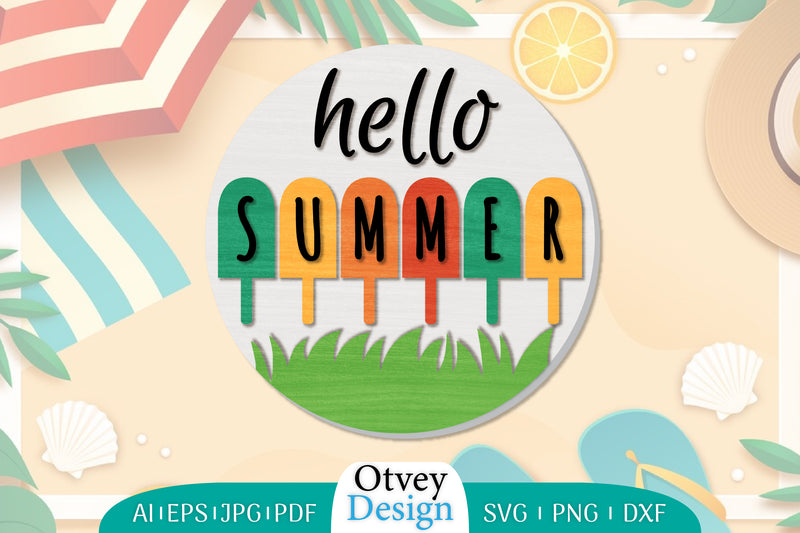 Summer Round Door Hanger SVG Bundle 9 - CraftNest - Digital Crafting and Art