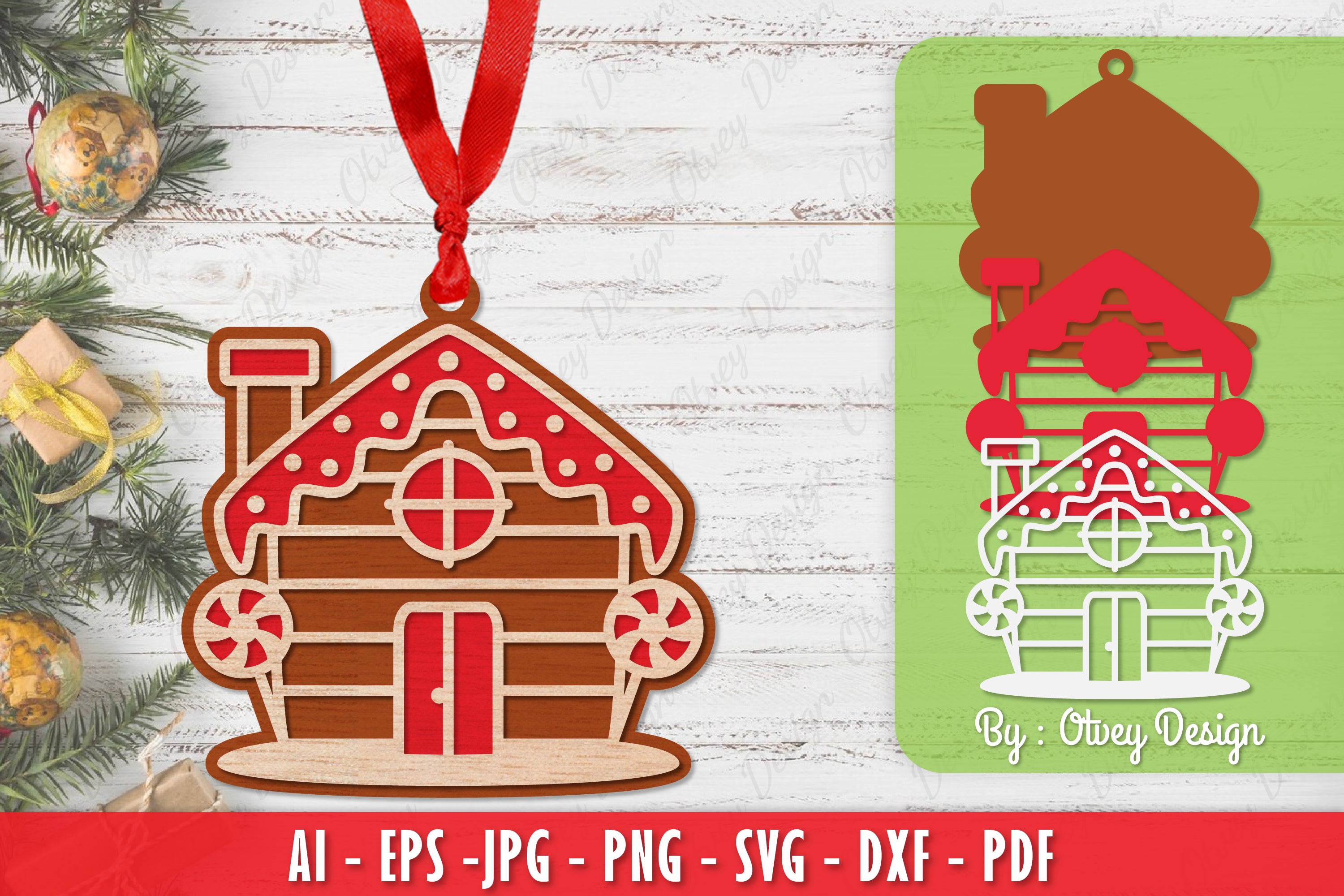 Ornament Gingerbread House Laser Cut SVG Bundle 9 - CraftNest - Digital Crafting and Art