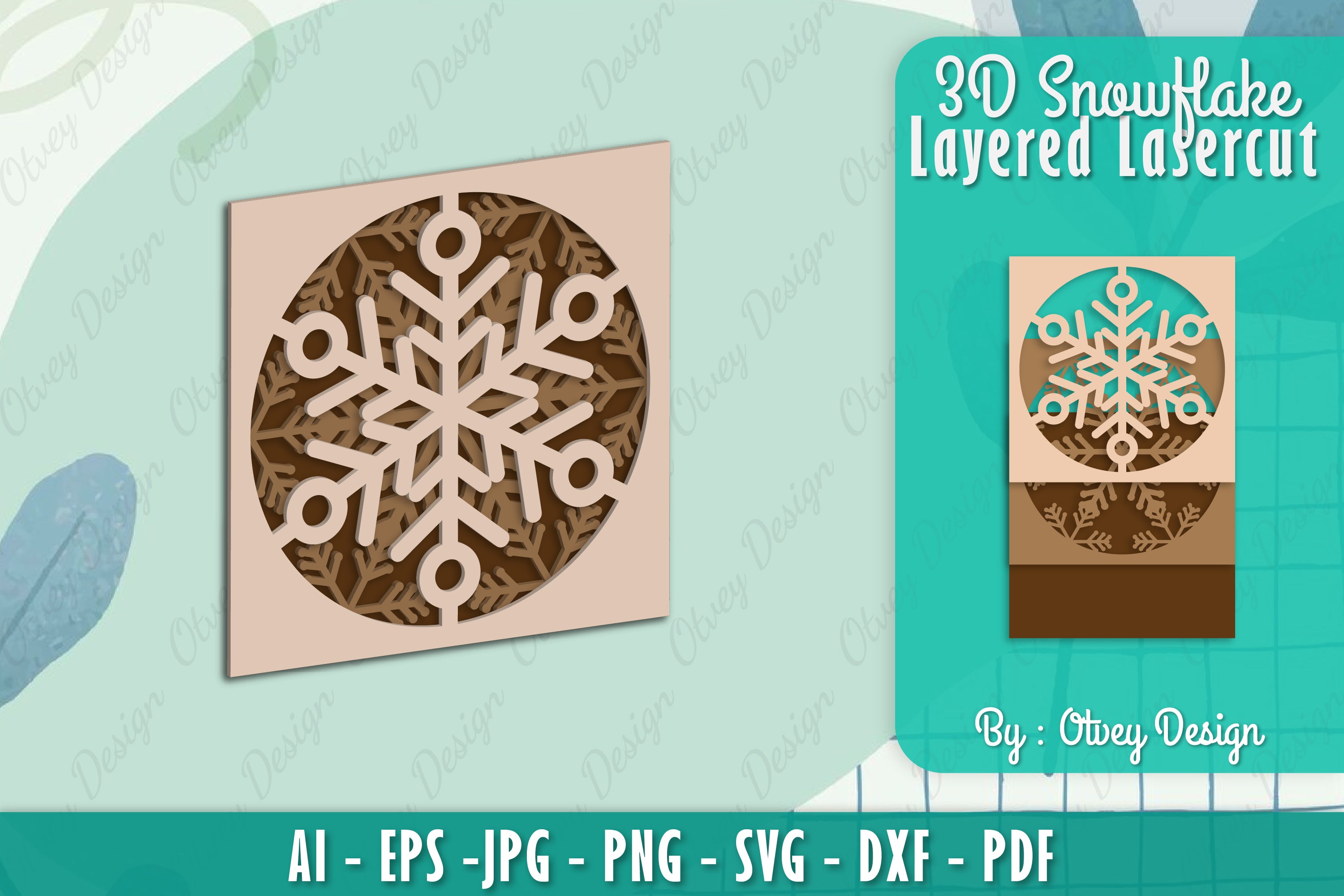 Snowflake 3D Layered Lasercut SVG Bundle 13 - CraftNest - Digital Crafting and Art