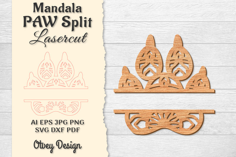 Paw Mandala Split Lasercut SVG Bundle 14 - CraftNest - Digital Crafting and Art