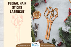Laser Cut Floral Hair Sticks SVG Bundle 6 - CraftNest - Digital Crafting and Art