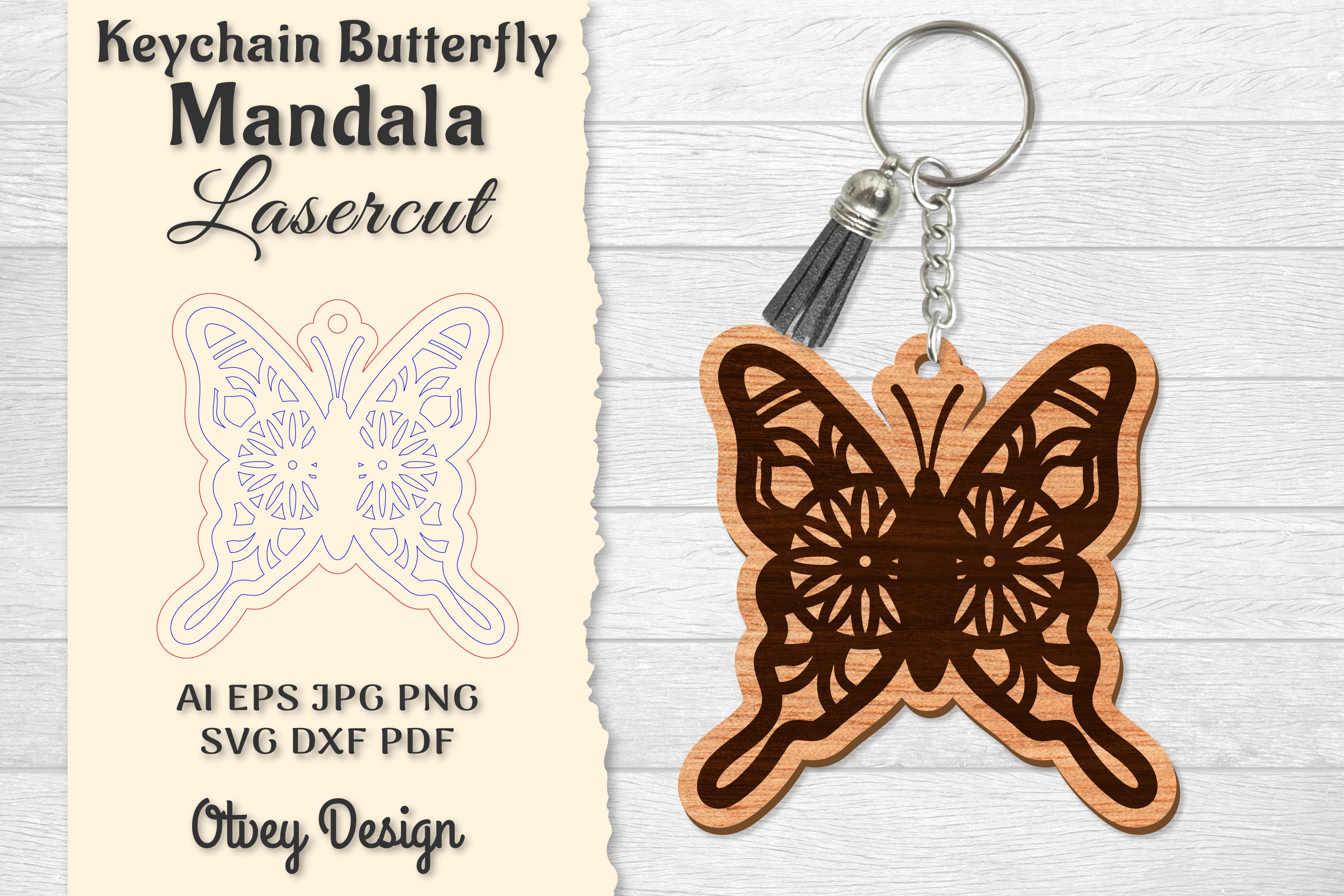 Butterfly Mandala Keychain SVG Bundle 6 - CraftNest - Digital Crafting and Art