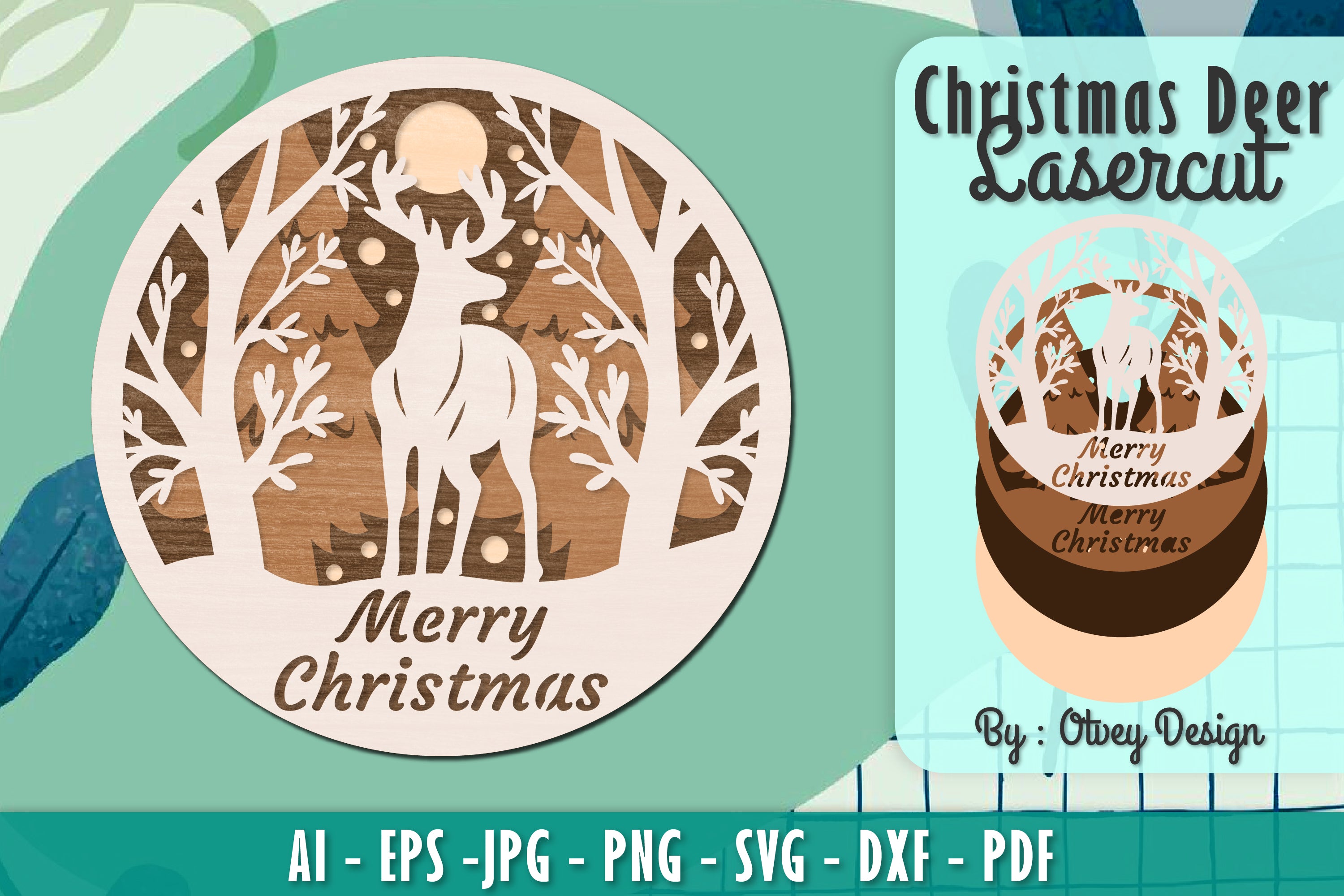 Merry Christmas Deer SVG Bundle 9 - CraftNest - Digital Crafting and Art