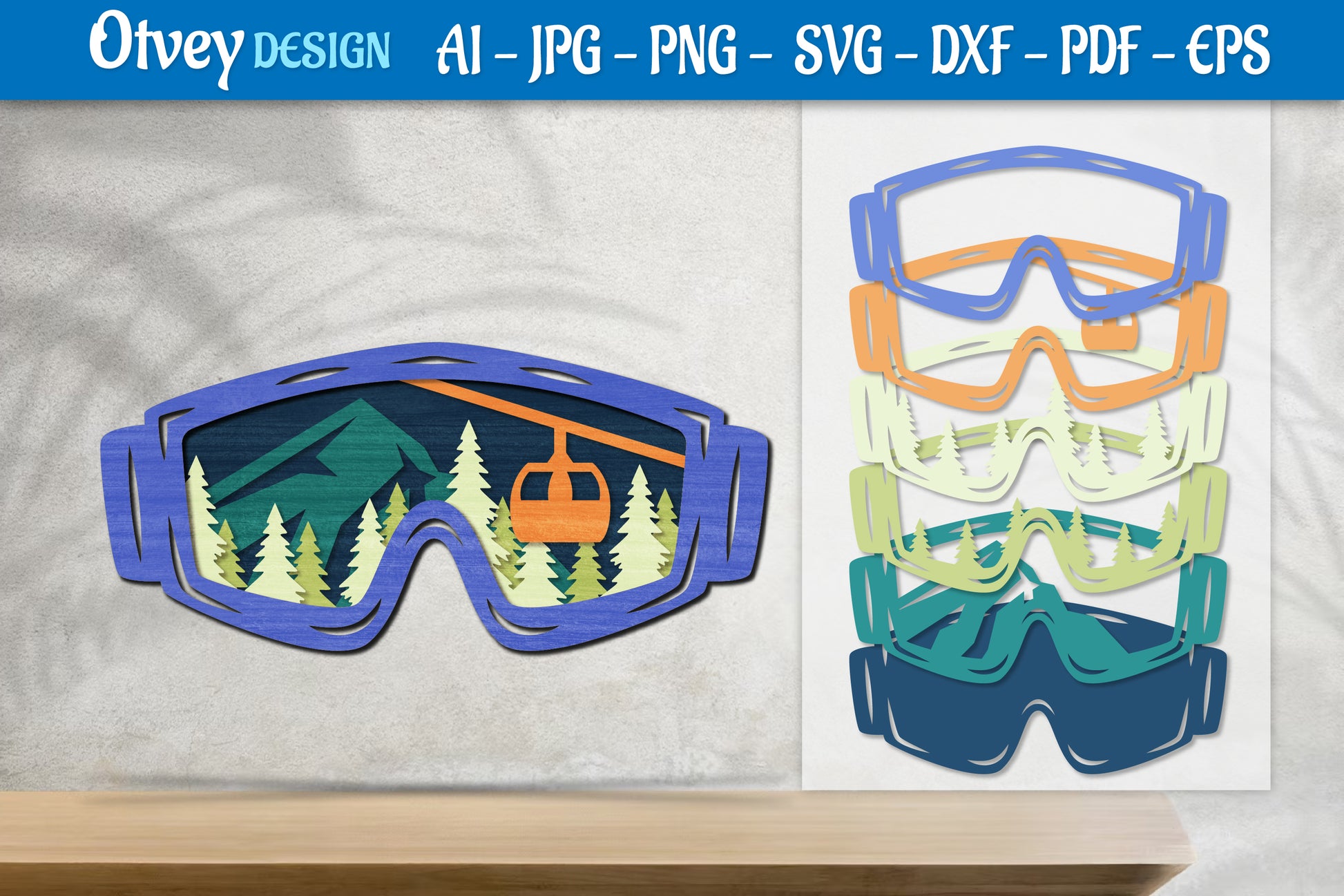 Mountain Scene Goggles Layered Lasercut SVG Bundle 7 - CraftNest - Digital Crafting and Art