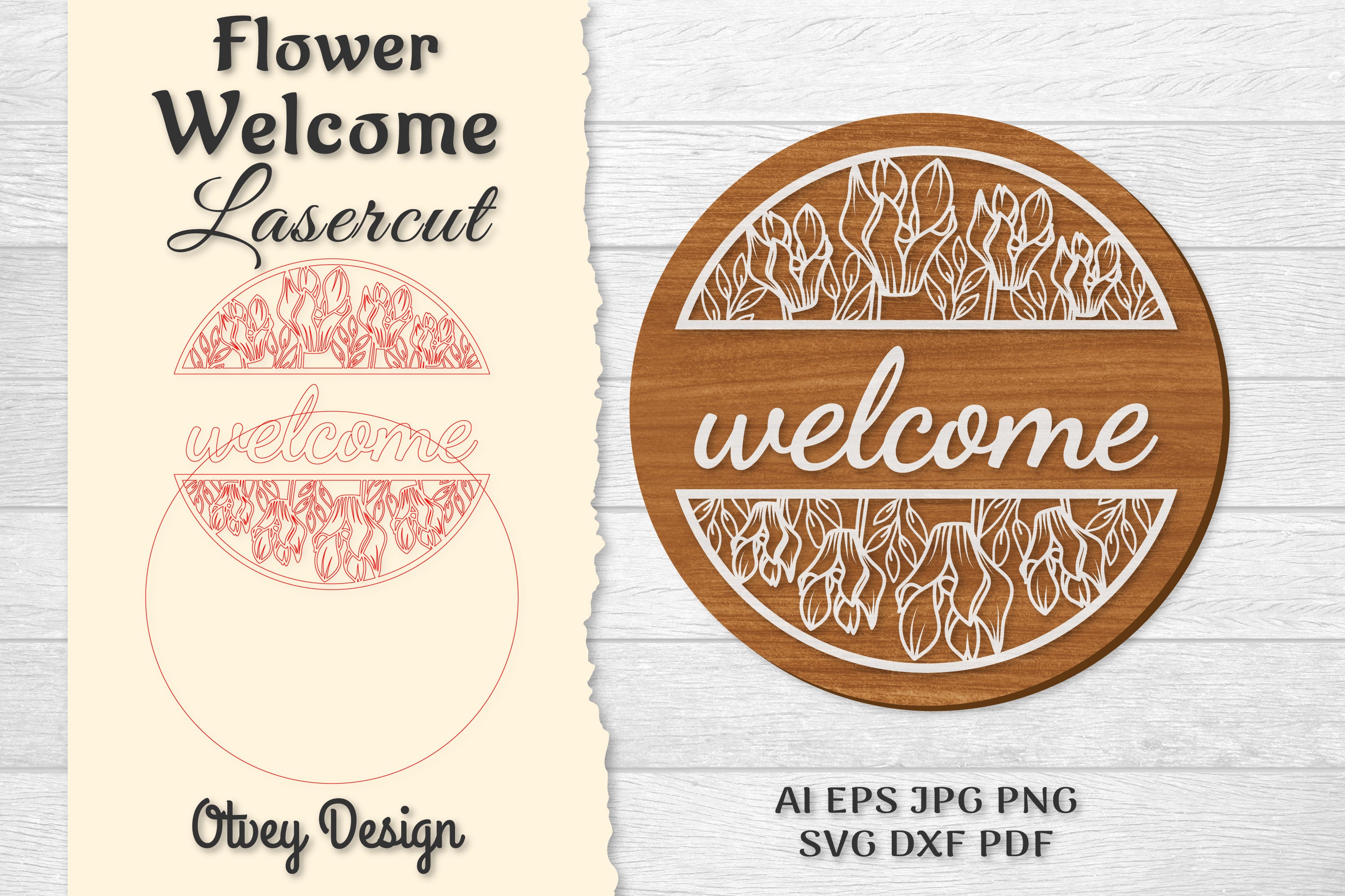 Flower Welcome Lasercut SVG Bundle 611 - CraftNest - Digital Crafting and Art