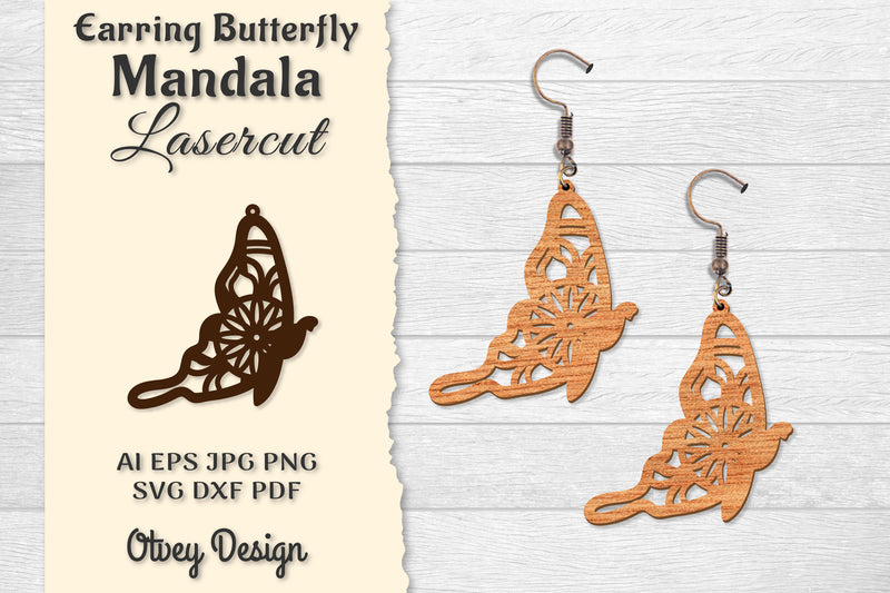 Earring Butterfly Mandala Lasercut SVG Bundle 14 - CraftNest - Digital Crafting and Art