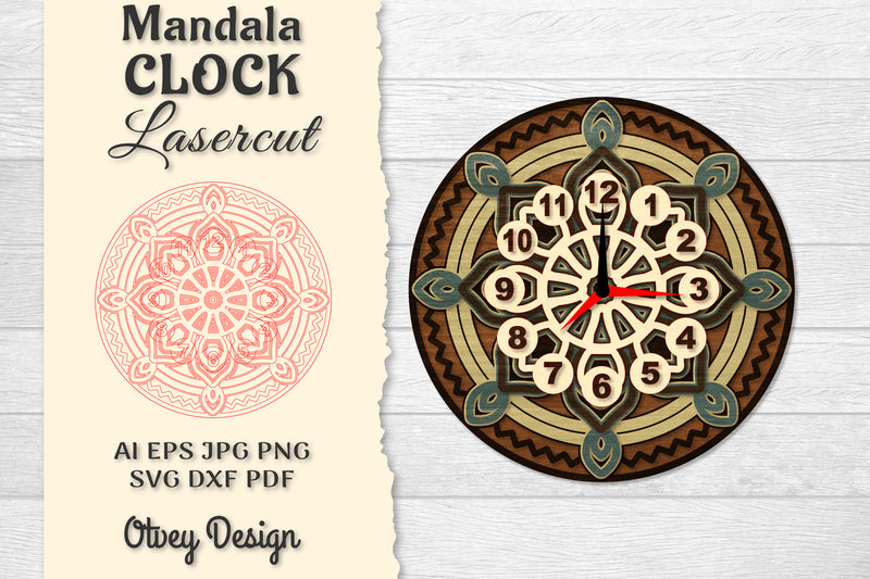 Clock Mandala Lasercut SVG Bundle 5 - CraftNest - Digital Crafting and Art
