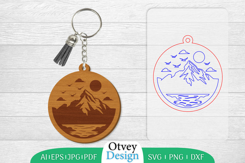 Keychain Sunset Mountain Lasercut SVG Bundle 24 - CraftNest - Digital Crafting and Art