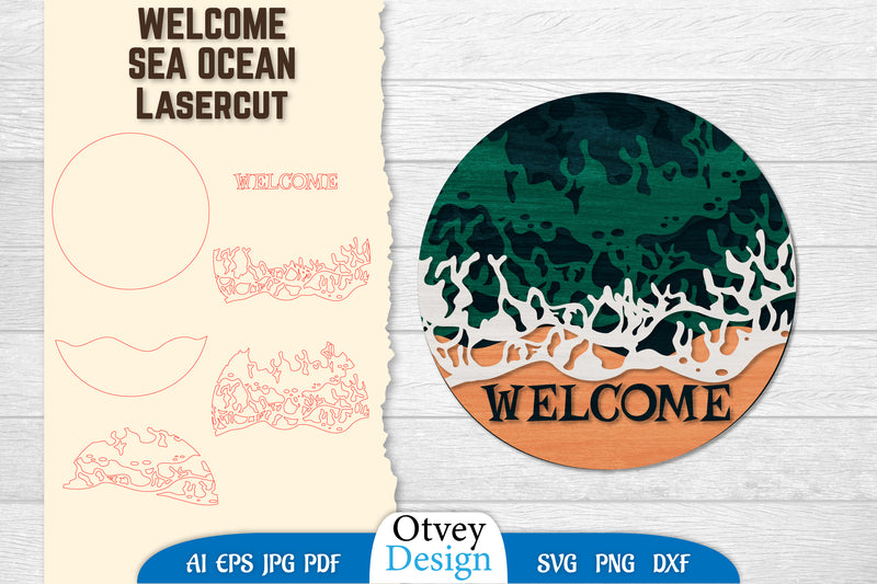 Welcome Sea Wave 3D Layered Lasercut SVG Bundle 6 - CraftNest - Digital Crafting and Art