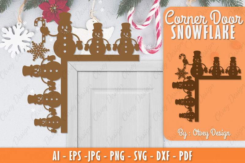 Snowman Door Corner Lasercut SVG Bundle 7 - CraftNest - Digital Crafting and Art
