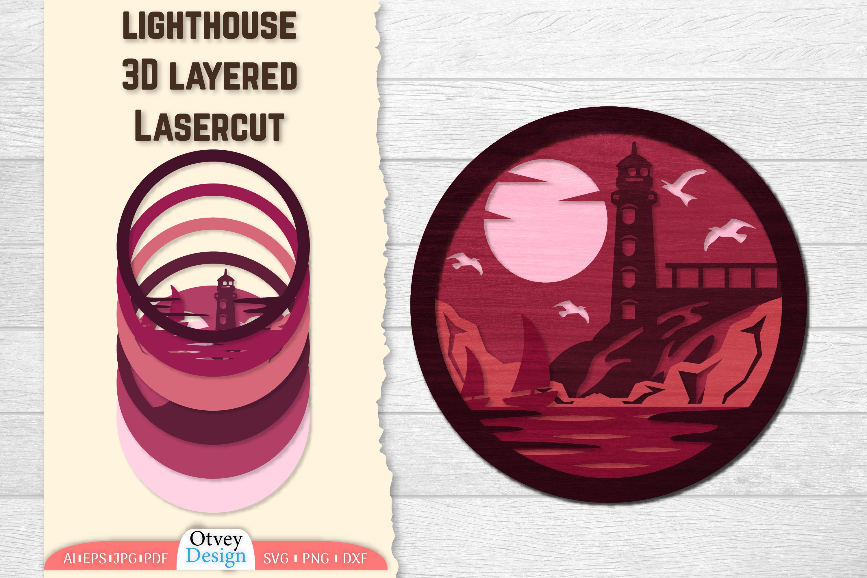 Lighthouse 3D Layered Lasercut SVG Bundle 5 - CraftNest - Digital Crafting and Art