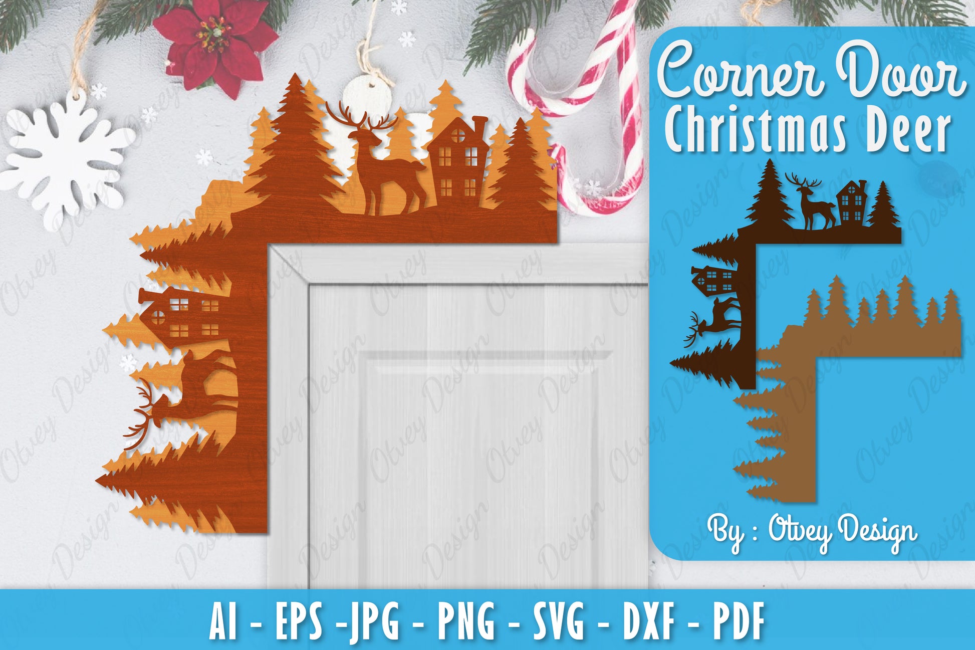 Christmas Deer Door Corner Lasercut SVG Bundle 7 - CraftNest - Digital Crafting and Art