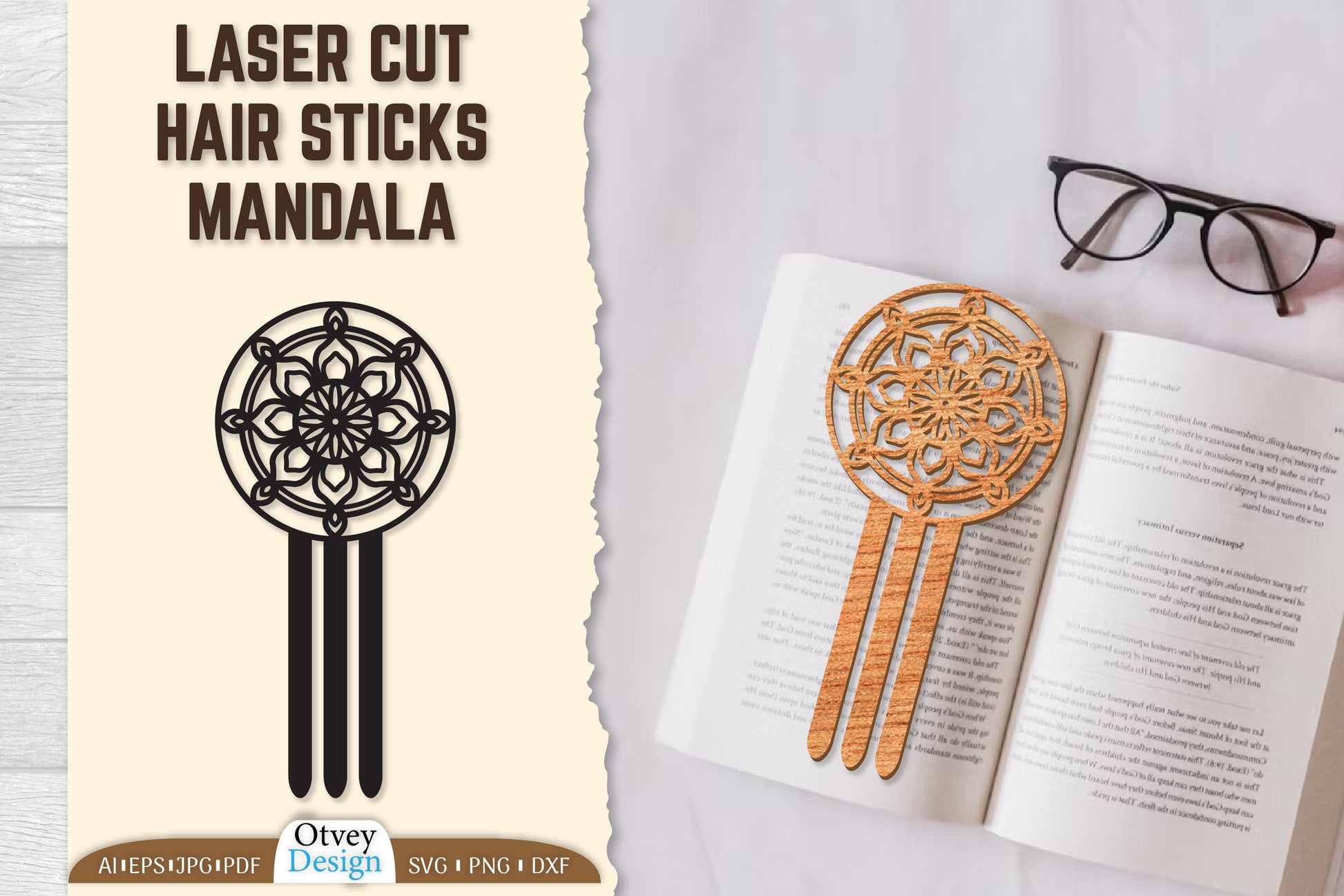 Laser Cut Mandala Hair Sticks SVG Bundle 5 - CraftNest - Digital Crafting and Art