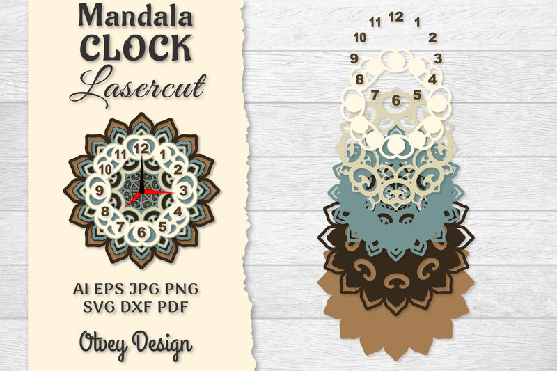 Clock Mandala Lasercut SVG Bundle 6 - CraftNest - Digital Crafting and Art