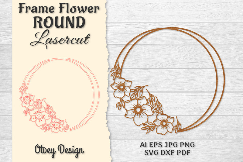 Frame Flower Round Lasercut SVG Bundle 7 - CraftNest - Digital Crafting and Art