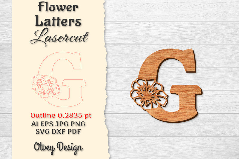 Flower Letters Laser Cut SVG Bundle 25 - CraftNest - Digital Crafting and Art