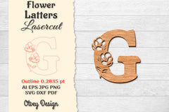 Flower Letters Laser Cut SVG Bundle 92 - CraftNest - Digital Crafting and Art