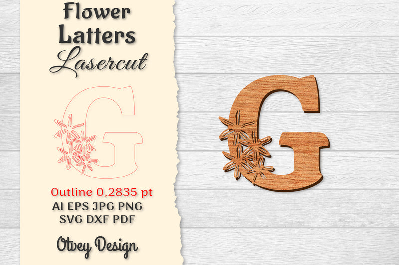 Flower Letters Laser Cut File SVG Bundle 32 - CraftNest - Digital Crafting and Art