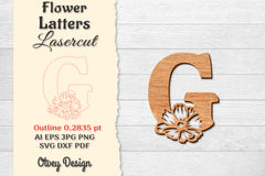 Flower Letters Laser Cut SVG Bundle 65 - CraftNest - Digital Crafting and Art