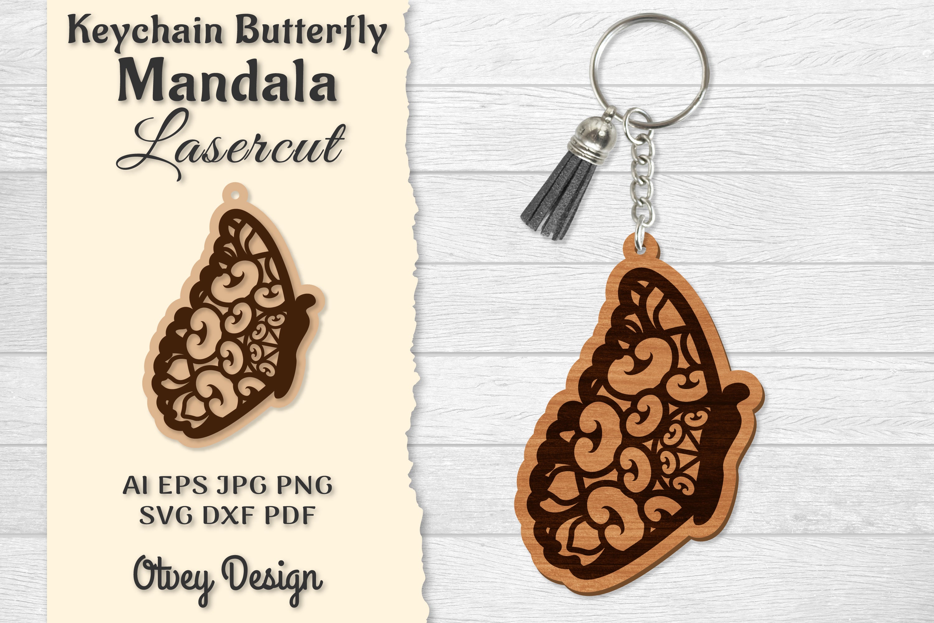 Butterfly Mandala Keychain SVG Bundle 15 - CraftNest - Digital Crafting and Art