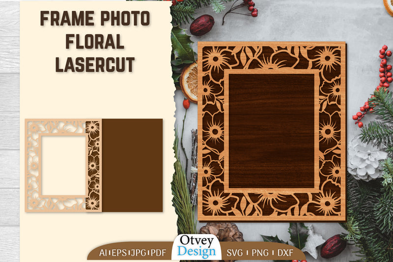 Floral Lasercut 2 Frame Photo SVG Bundle 31 - CraftNest - Digital Crafting and Art