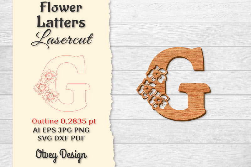 Flower Letters Laser Cut SVG Bundle 129 - CraftNest - Digital Crafting and Art