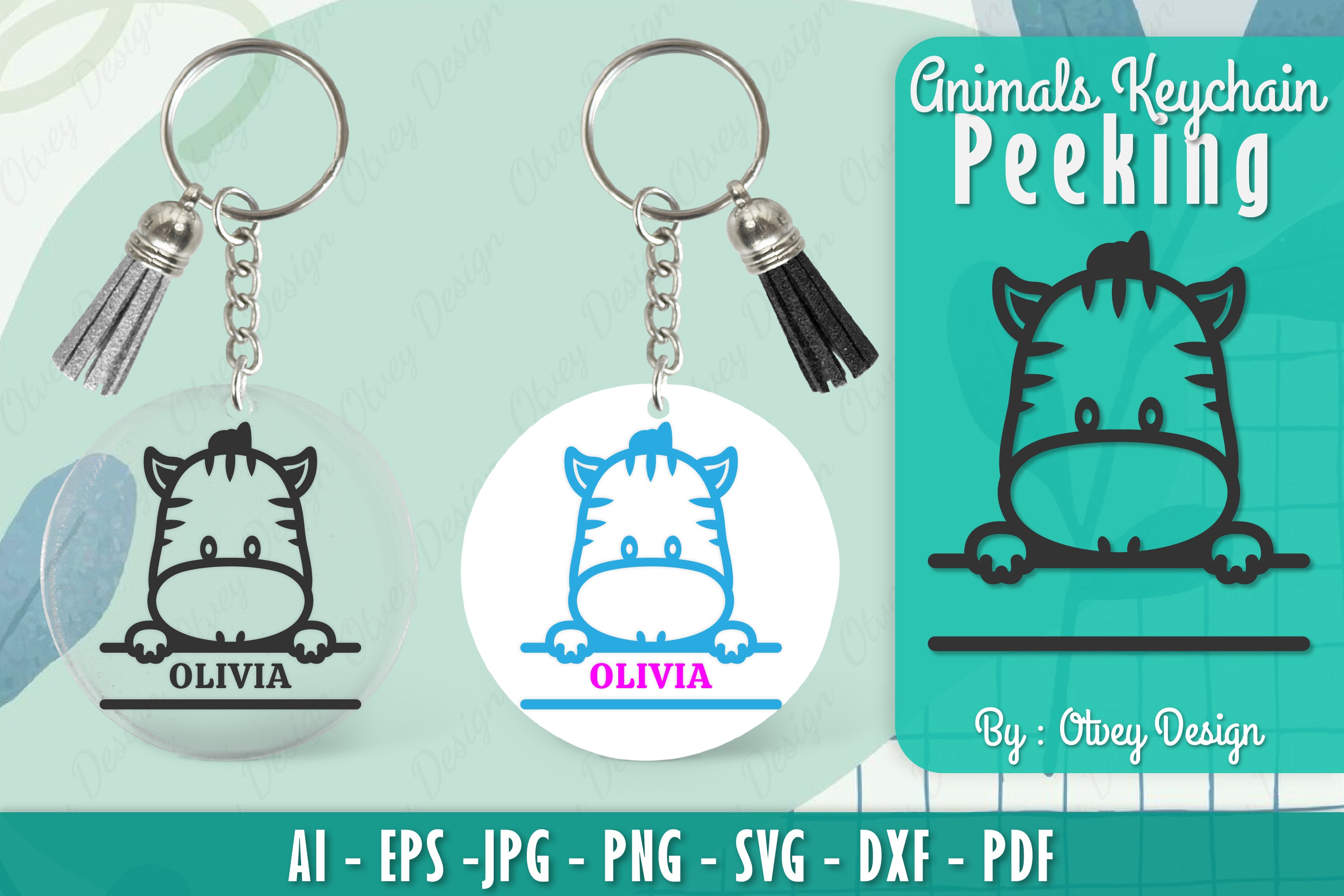 Animals Peeking Keychain SVG Bundle 13 - CraftNest - Digital Crafting and Art