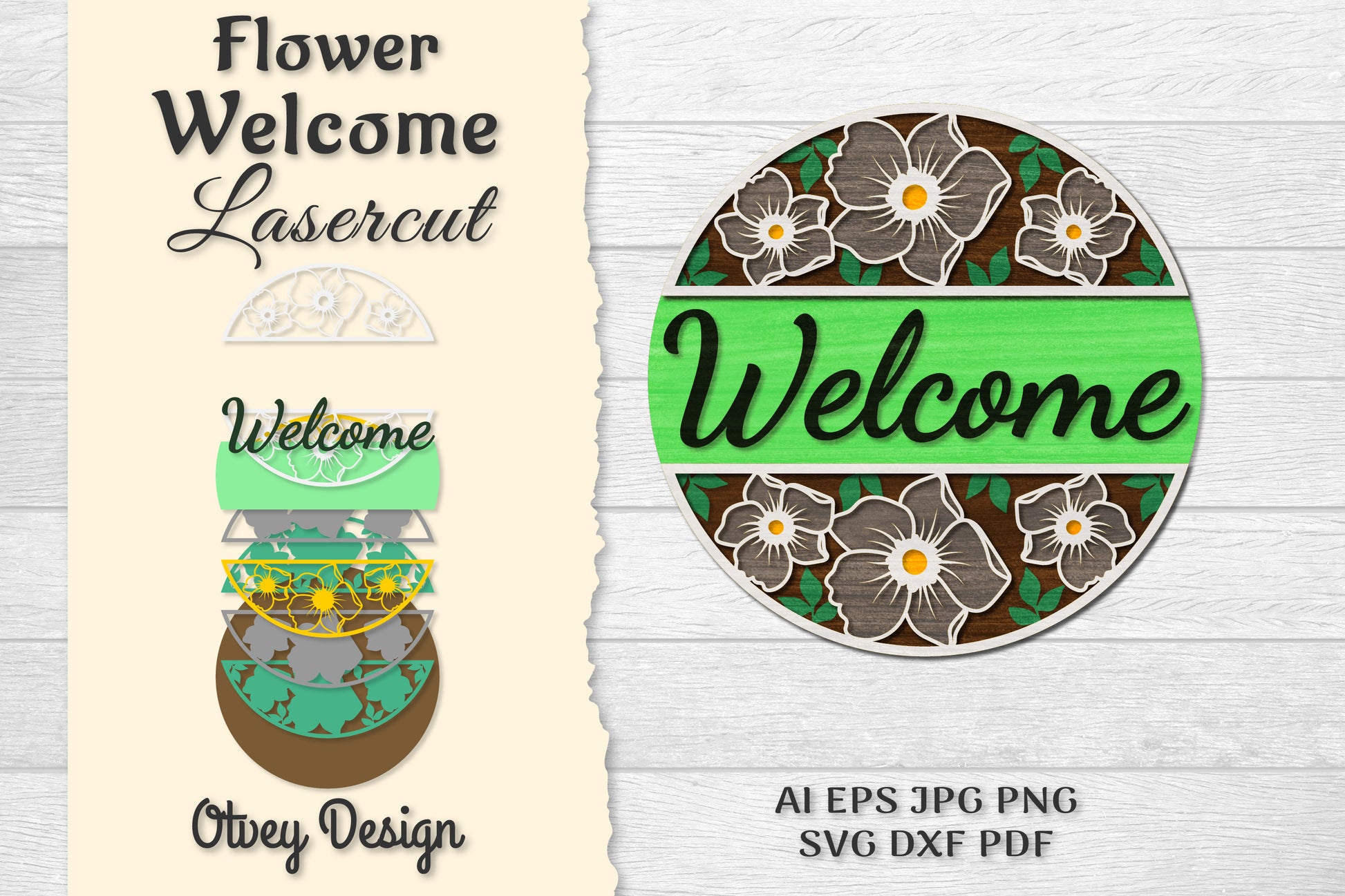Flower Welcome Lasercut SVG Bundle 13 - CraftNest - Digital Crafting and Art