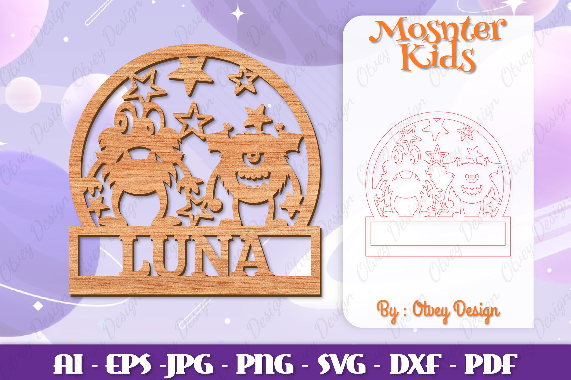 Monsters Kids Name Sign Lasercut SVG Bundle 7 - CraftNest - Digital Crafting and Art