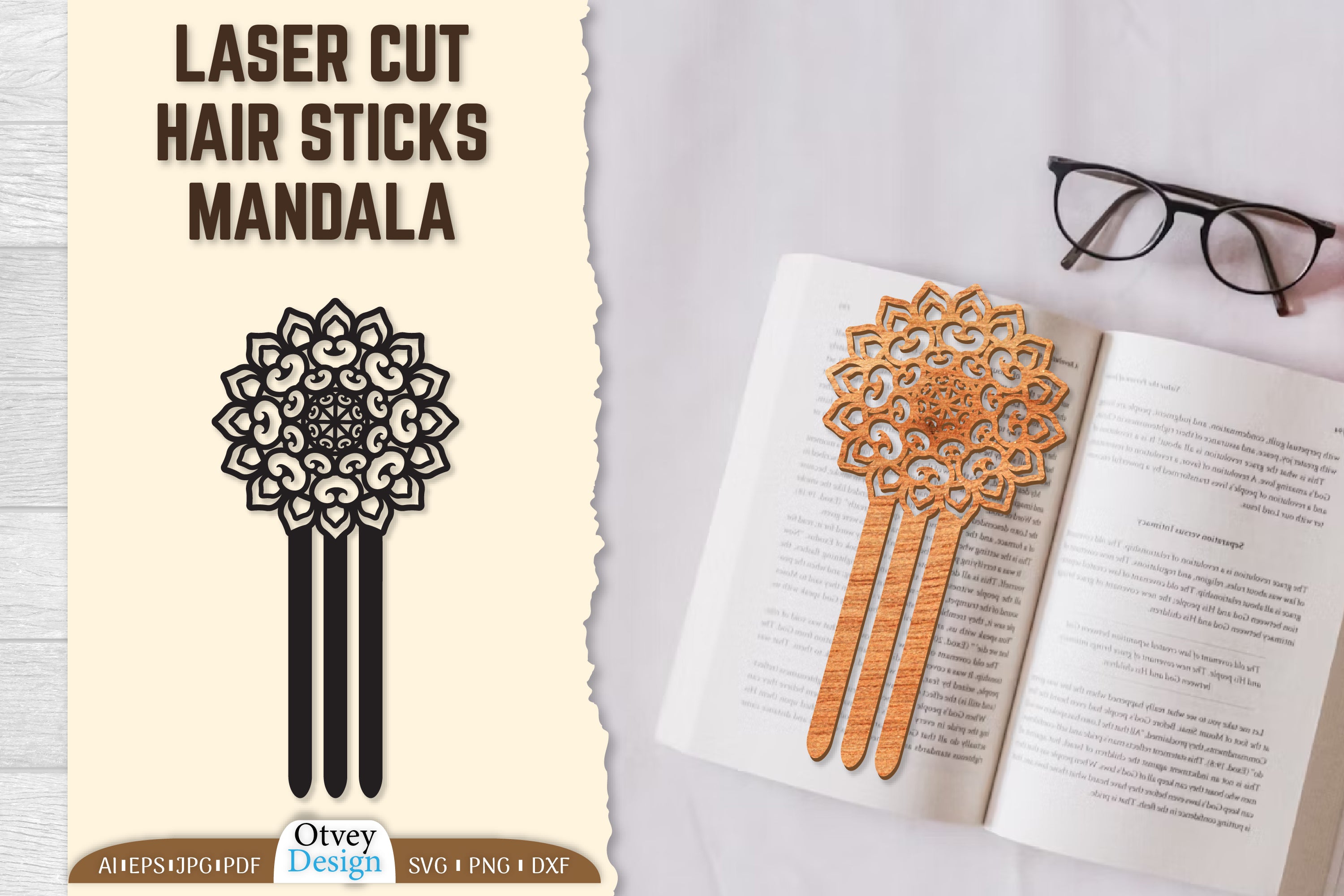 Laser Cut Mandala Hair Sticks SVG Bundle 6 - CraftNest - Digital Crafting and Art