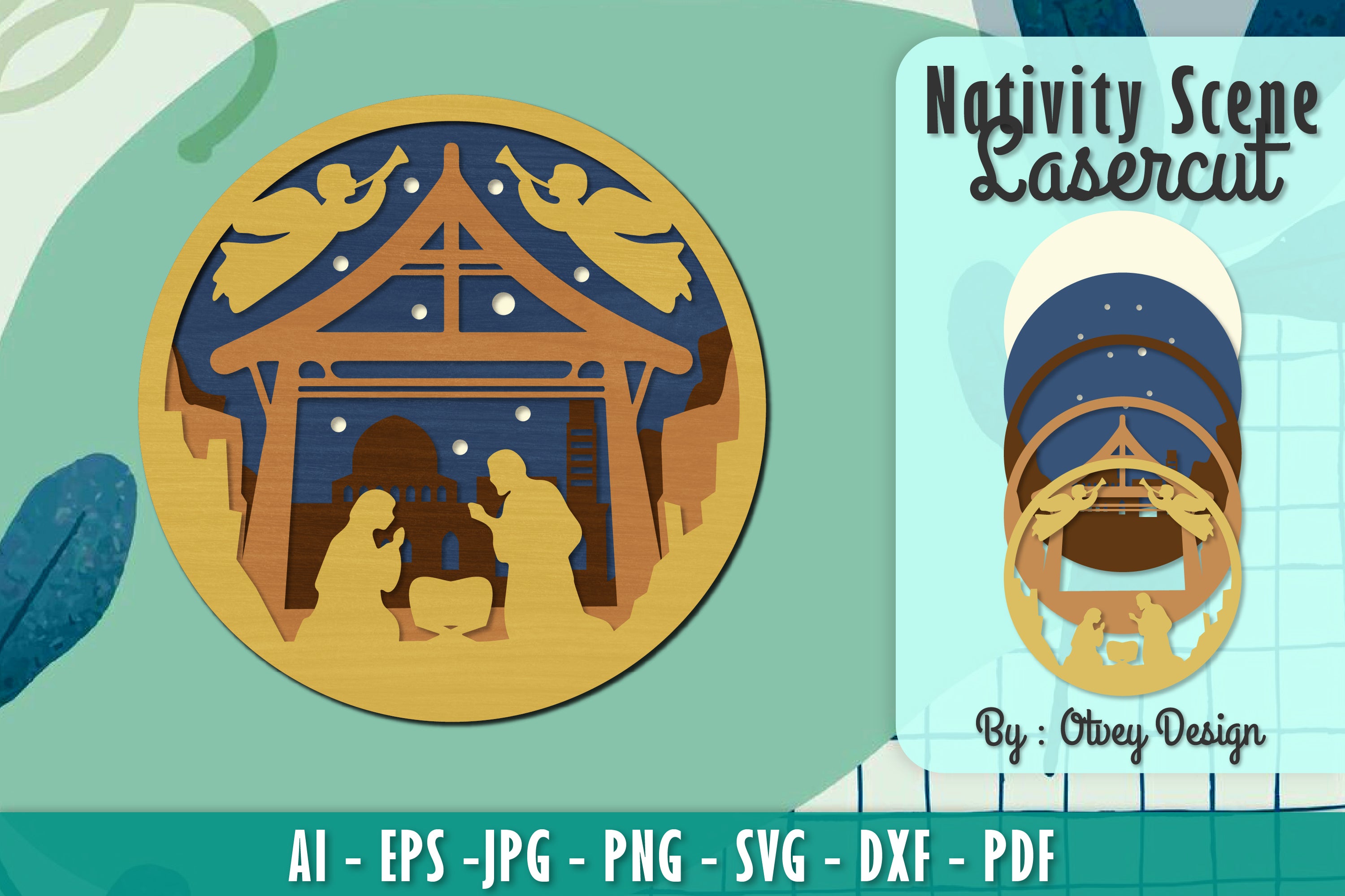 Nativity Scene Religious Christmas Layered Papercut Lasercut SVG Bundle
