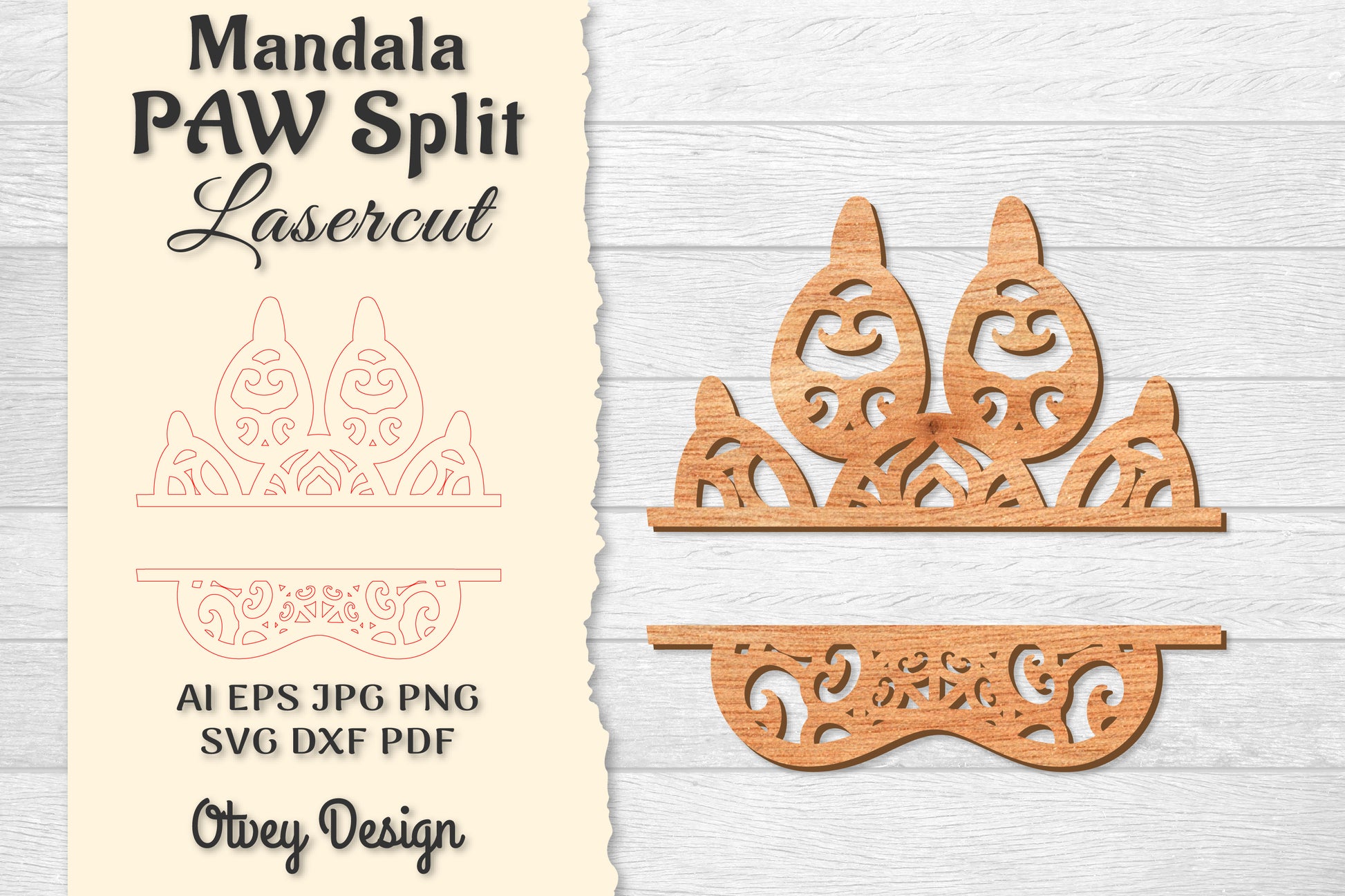 Paw Mandala Split Lasercut SVG Bundle 15 - CraftNest - Digital Crafting and Art