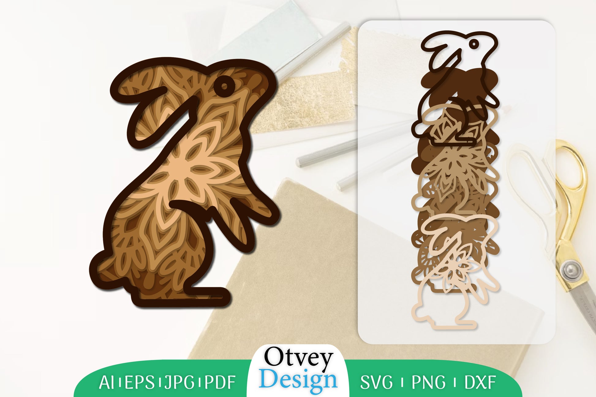 Mandala Rabbit Layered Lasercut SVG Bundle 7 - CraftNest - Digital Crafting and Art