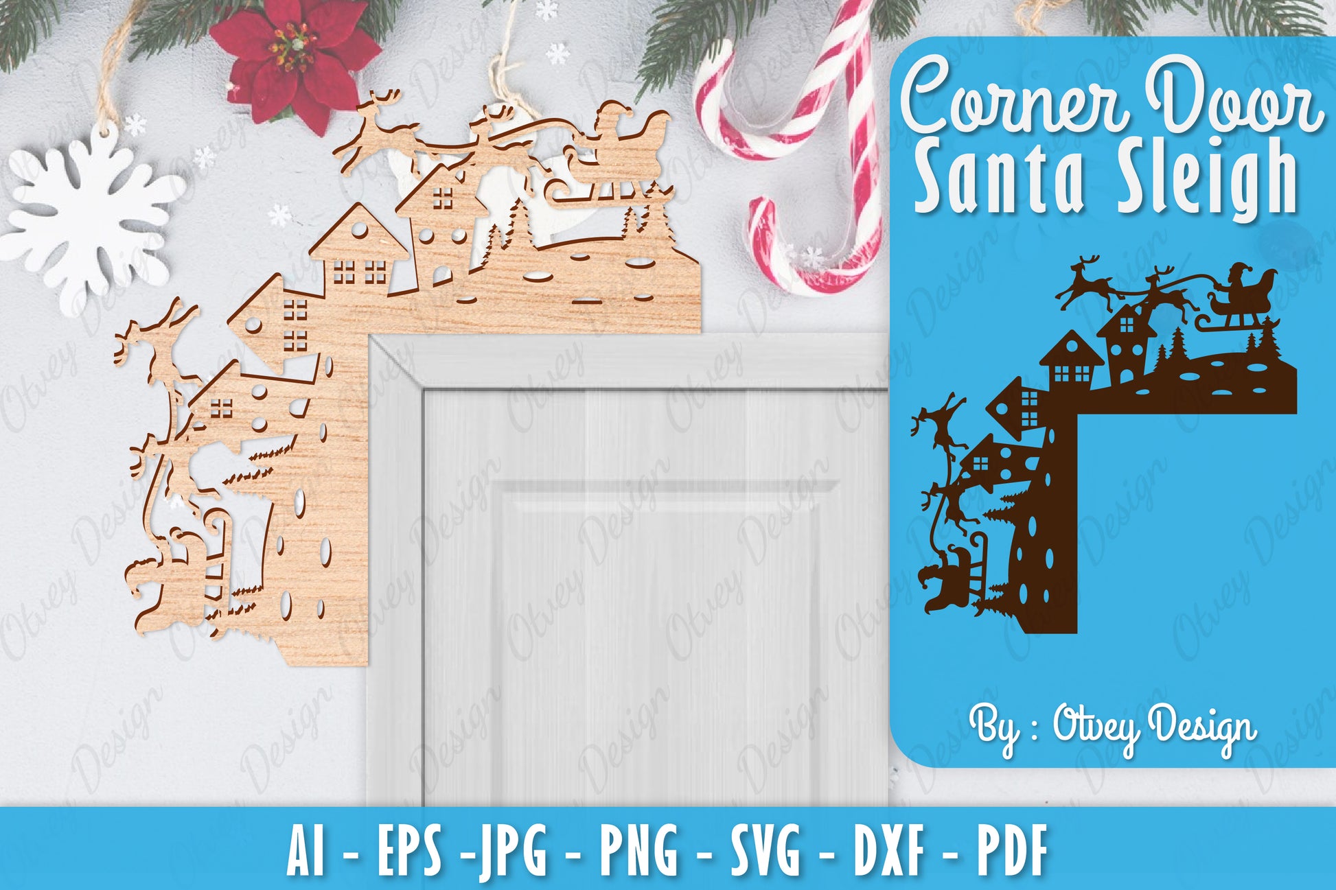 Christmas Santa Sleigh Door Corner Lasercut SVG Bundle 6 - CraftNest - Digital Crafting and Art