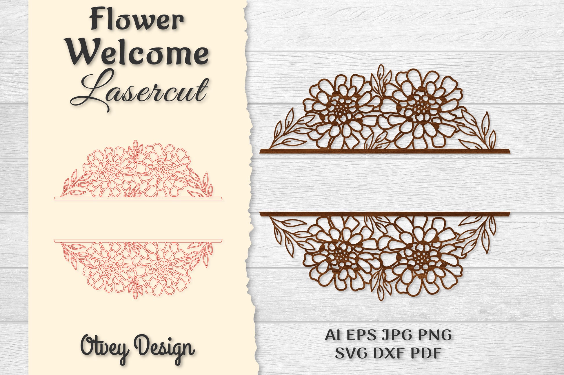Flower Welcome Slip Lasercut SVG Bundle 7 - CraftNest - Digital Crafting and Art