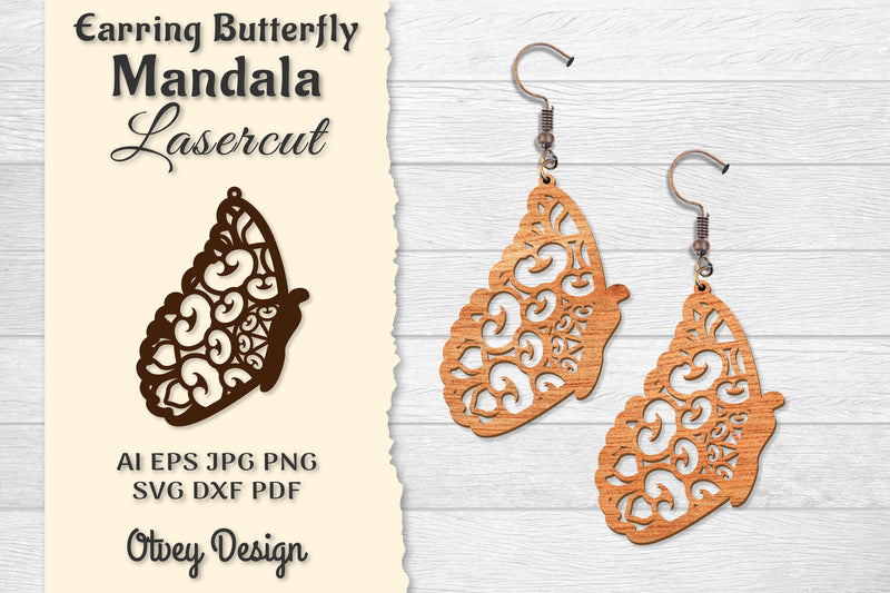 Earring Butterfly Mandala Lasercut SVG Bundle 15 - CraftNest - Digital Crafting and Art