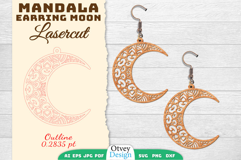 Earring Moon Mandala Lasercut SVG Bundle 14 - CraftNest - Digital Crafting and Art