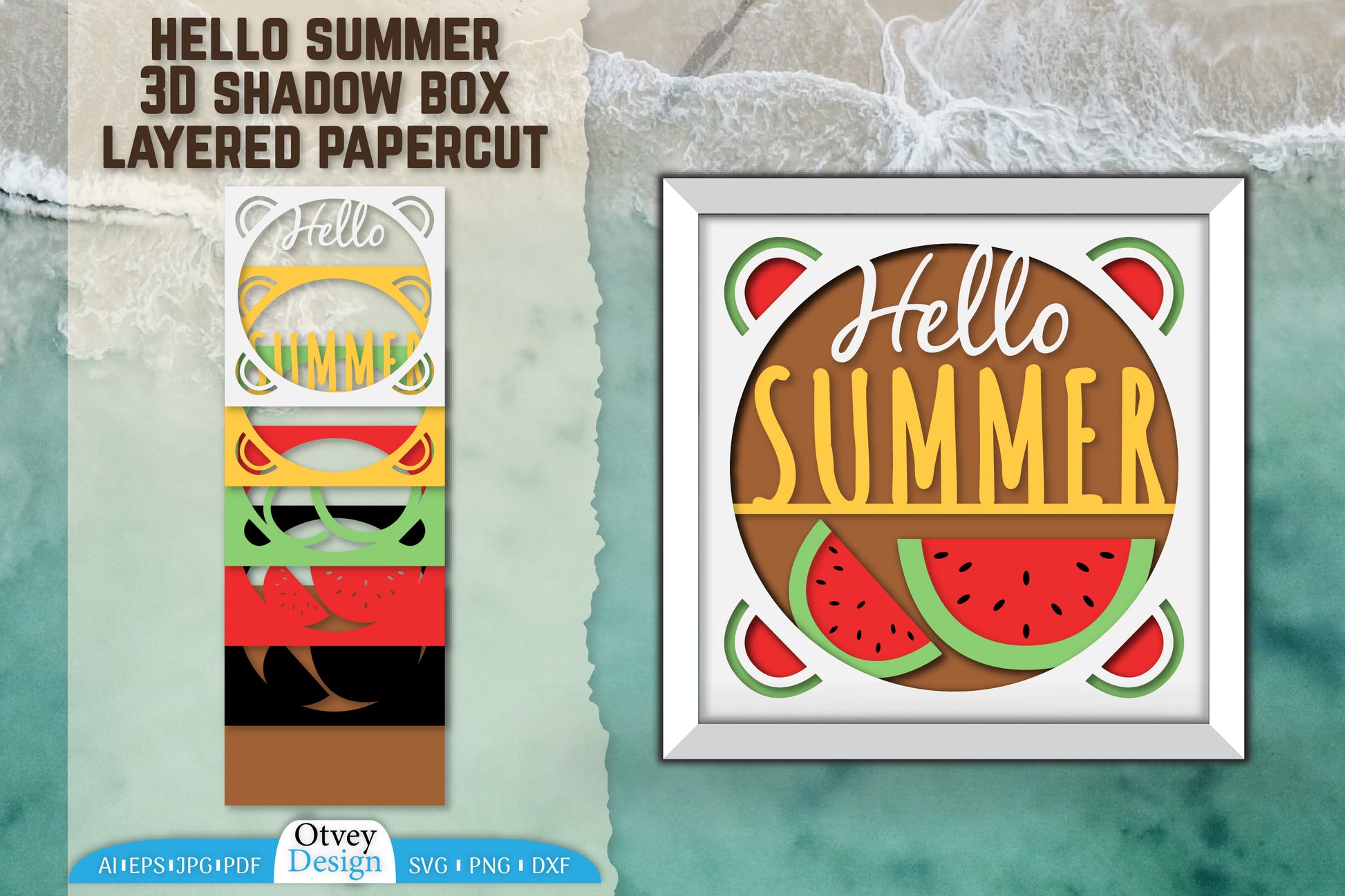 Hello Summer 3D Shadow Box Papercut SVG Bundle 9 - CraftNest - Digital Crafting and Art