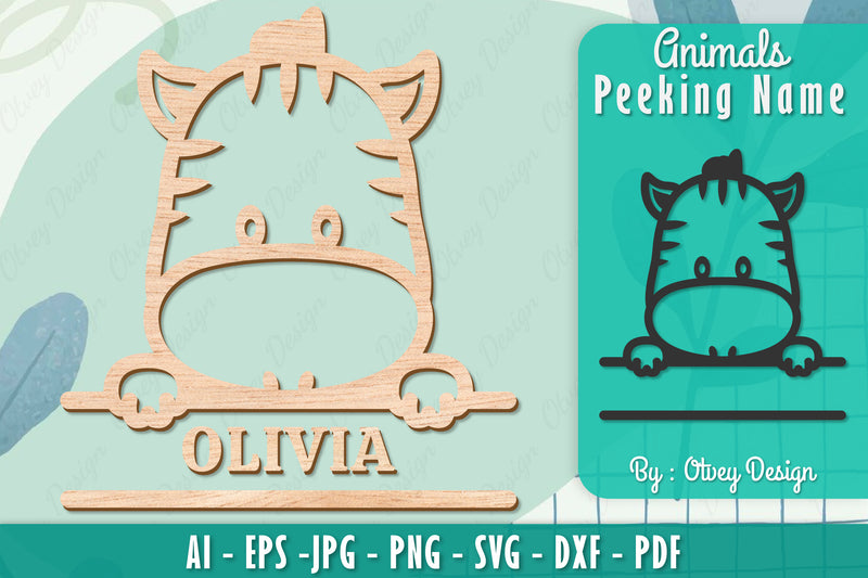 Animals Peeking Name Sign SVG Bundle 13 - CraftNest - Digital Crafting and Art